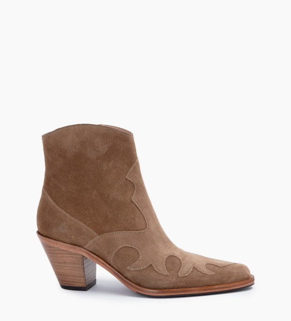 taupe western ankle boots