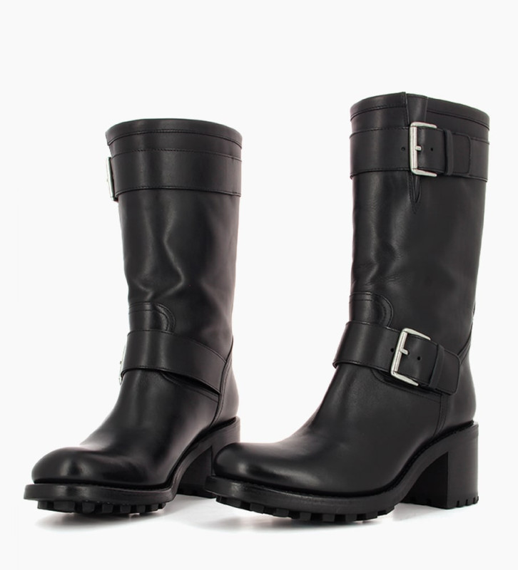 Biker high boot - Biker 7 - Smooth leather - Black - FREE LANCE