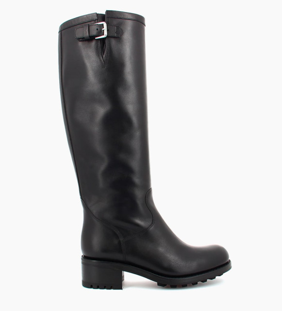 Botte biker à boucle Biker 4 Cuir grainé Marron foncé Free Lance 