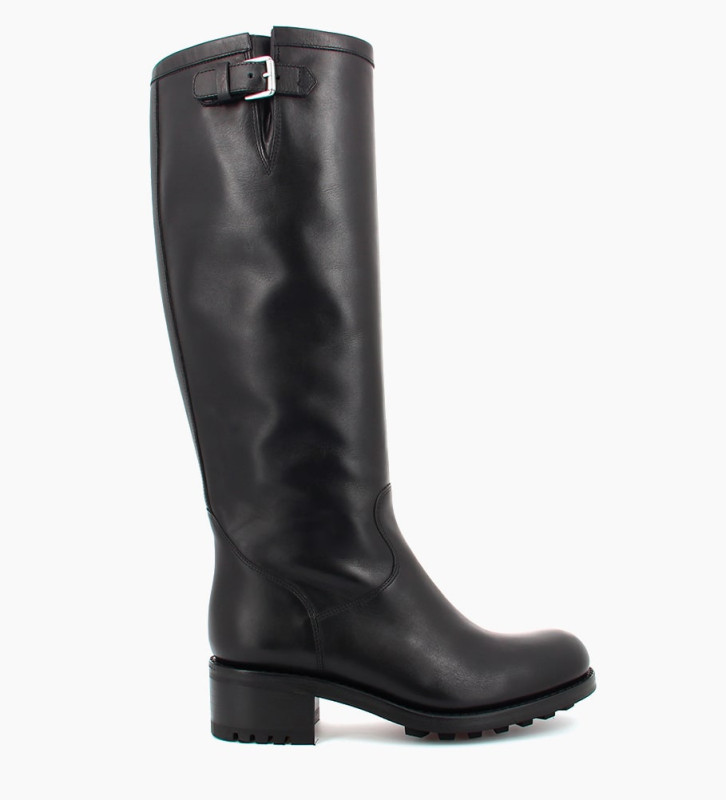 free lance Biker 4 Botte biker à boucle Cuir lisse Noir