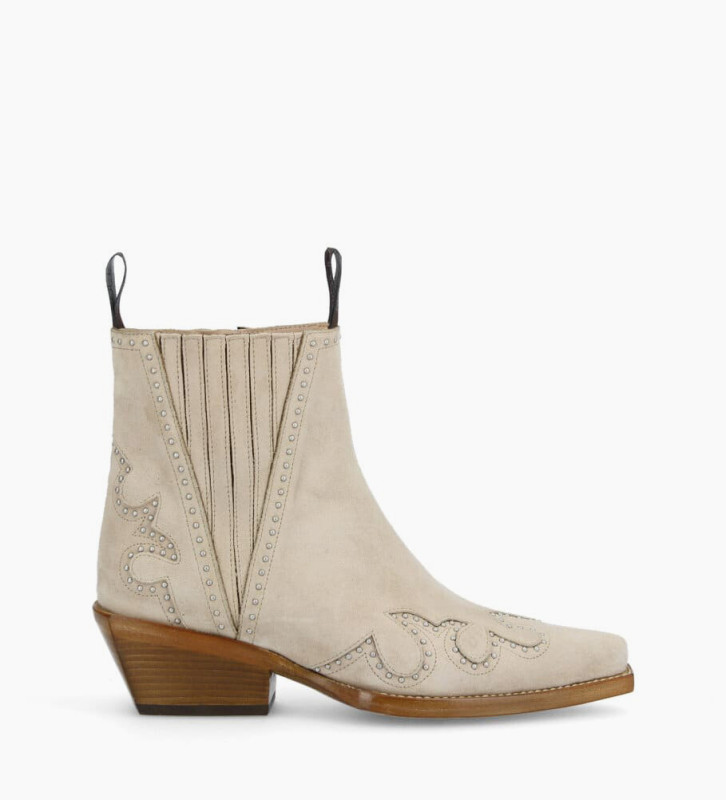 Chelsea western studded boot CALAMITY 4 - Suede - Linen